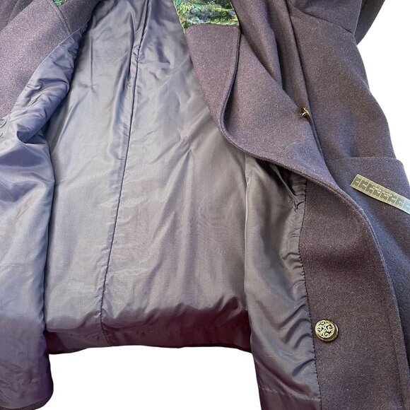 Andrea Marin Vintage Wool Pea Coat Purple Plus Size 20W Velvet Paisley Collar - Picture 11 of 11